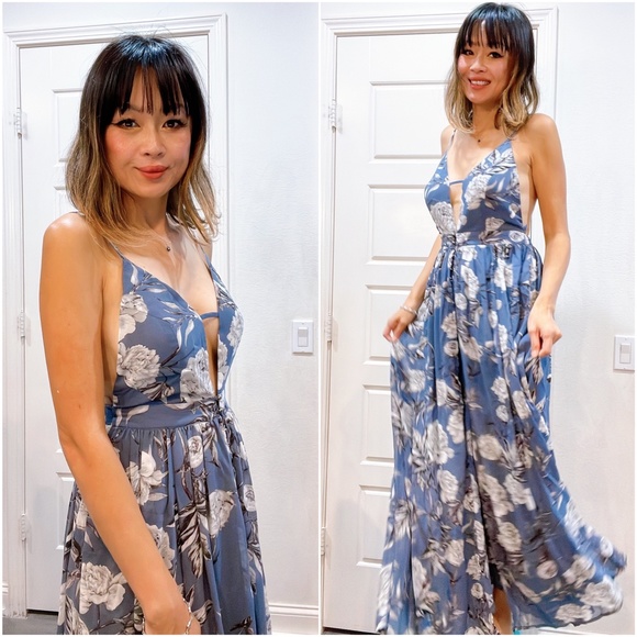 09 Boho Floral Print Jumpsuit Maxi Dress - Picture 5 of 5